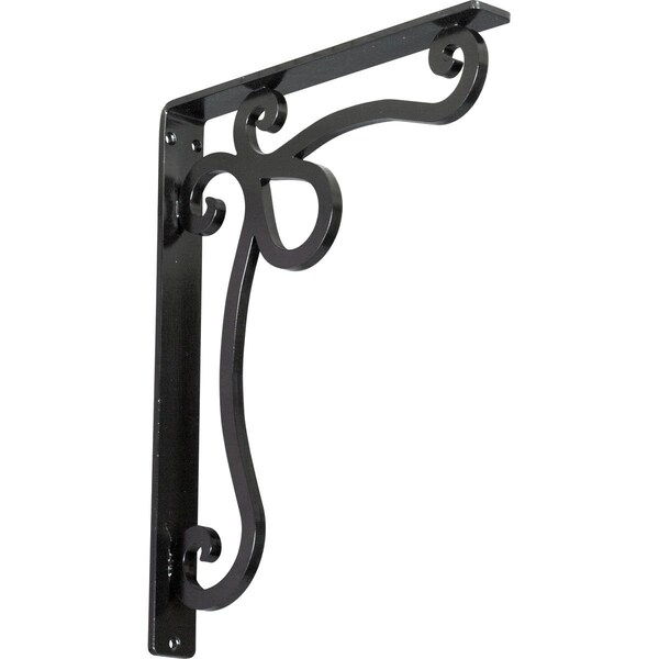 Ekena Millwork Orleans Wrought Iron Bracket, (Single center brace), Powder Coated Black 1 1/2"W x 12"D x 15"H BKTM01X12X15SOL - main